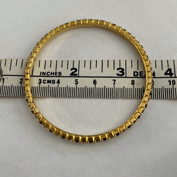 Sapphire blue & white rhinestone gold bracelet - Picture 4 of 7